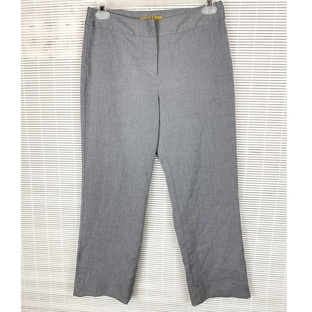 Alex Marie heather gray flat front straight leg dress pants work office Sz 6